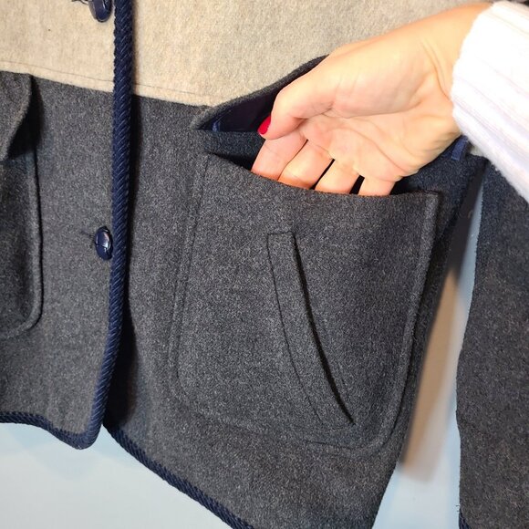 Mixed Media Wool Corduroy Field Jacket Barn Coat Womens Size 12 Old Money Preppy - Picture 6 of 9